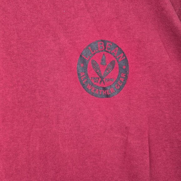 L.L.Bean Mens All-Weather Gear T-Shirt XL Reg Maroon - Picture 3 of 6